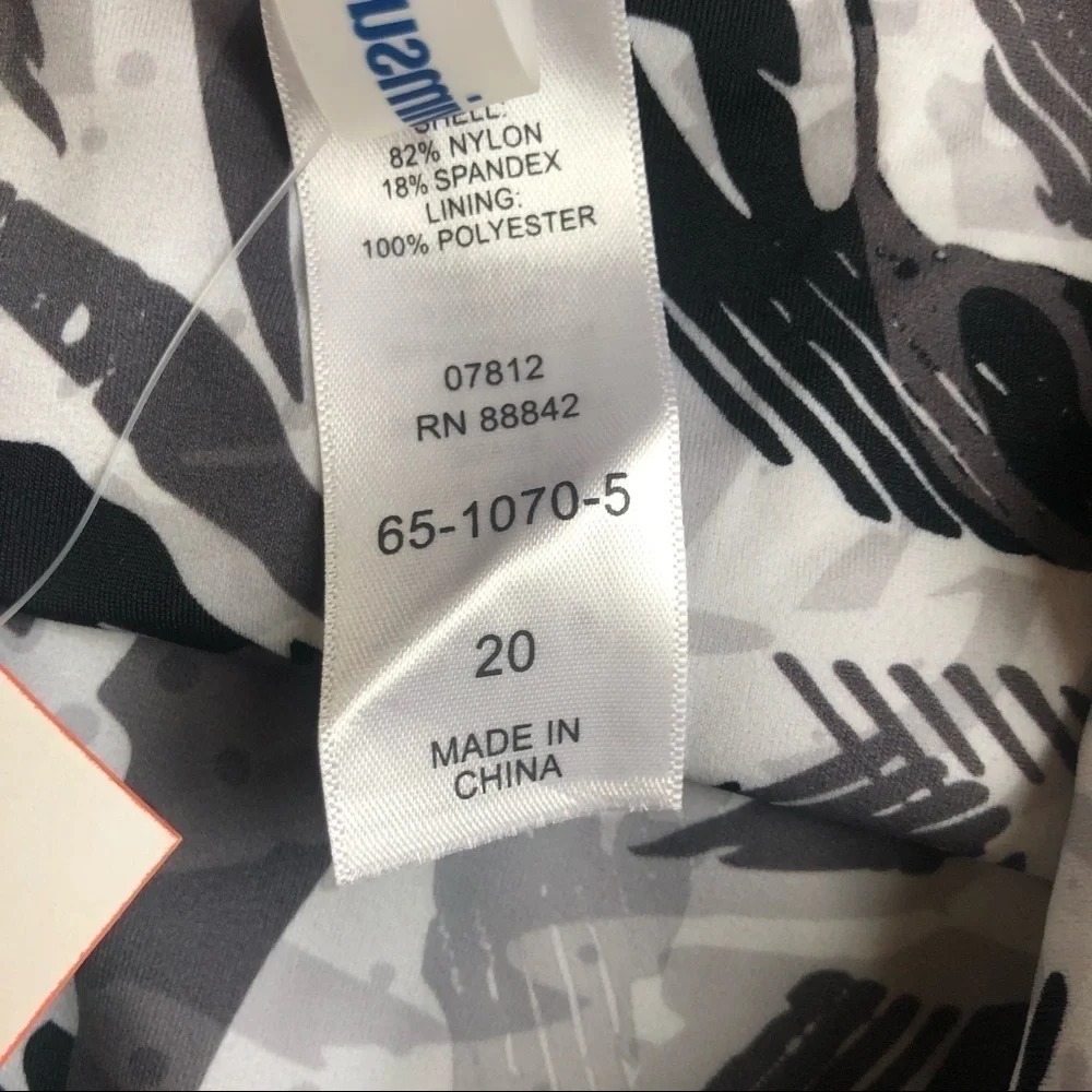 Swimsuits For All Ruched High Waisted Swim Bottom Size 20 Gray Black Print